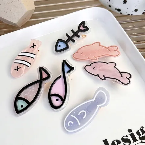 Cartoon Vis Dolfijn Haarclips Zoete Macaron Hars Acetaat Eendenbek Clips Kleurrijke Dierlijke Haarpelden Voor Meisjes Vrouwen