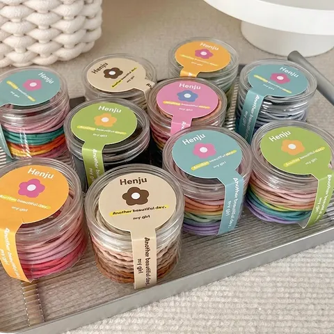 Elastici per Capelli in Colori Caramella Elastici Senza Cuciture ad Alta Elasticità Porta Coda di Cavallo in Barattolo Accessori Fatti a Mano per Ragazze Donna