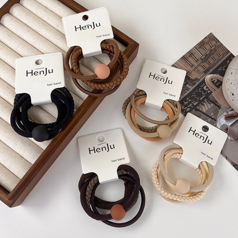 Elastici per Capelli Minimalisti in Stile Coreano per Donna Fasce per Capelli in Tessuto Elasticizzato Con Perla Smerigliata