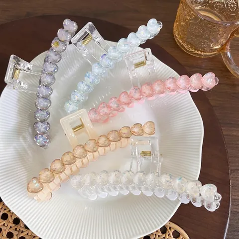 Dolce Molletta per Capelli a Cuore con Paillettes per Donna Resina Acrilica Fatata Sognante Stellata Squalo Clip Elegante Grande Accessorio