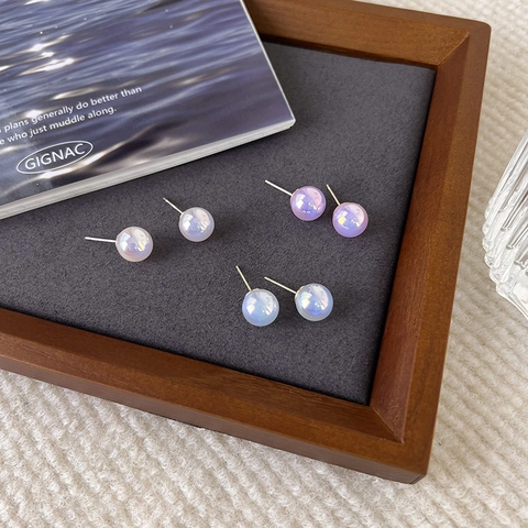 Boucles d'Oreilles Clous Künstliche Perle Sirène Aurore Style Français Avec Tige en Argent Sterling 925 Bijoux Sphériques Élégants Femme