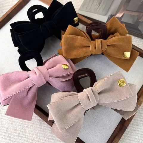 Pinza per Capelli Vintage Stile Maillard con Grande Fiocco in Velluto Fatto a Mano in Tessuto Elegante Copricapo Accessorio per Capelli Donna