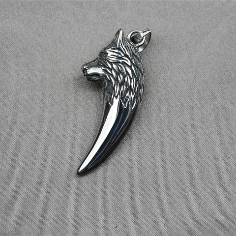 Vintage Titanstahl Wolfskopf Wolfszahn Halskette Mit Anhänger Punk Gothic Silber Tier Fang Halsschmuck Für Herren Unisex Party