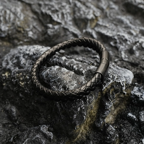 Edelstahl Vulkanstein Mehrlagiges Geflochtenes Armband Für Damen Herren Lederseil Perlen Handschmuck Mit Magnetverschluss