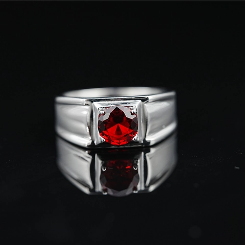 Anillo de Acero de Titanio Vintage con Circonia para Hombre Mujer Incrustado Geométrico Sello Cuadrado Joyería de Moda