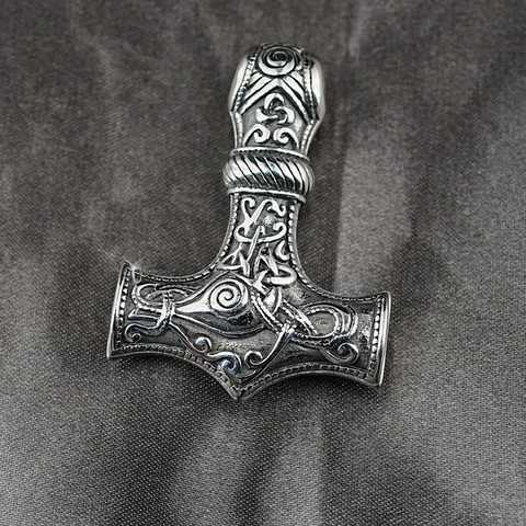 Collana con Ciondolo Martello di Thor Mjolnir Vichingo Norreno Acciaio al Titanio Retrò Nodo Celtico Gioielli Hip Hop per Uomo Donna
