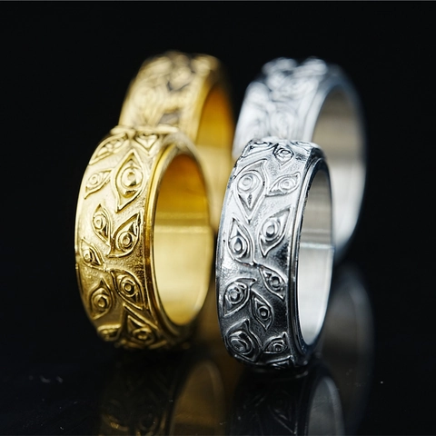 Vintage Titanium Steel Eye of Horus Relief Ring For Men Women Evil Eye Pattern Band Ring Gothic Punk Fashion Jewelry Gift