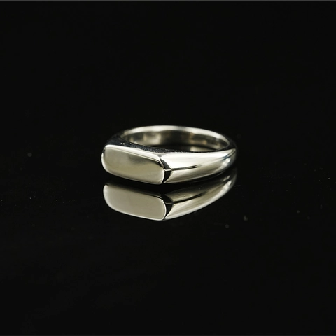 Anello con Sigillo in Acciaio al Titanio Minimalista per Uomo Donna Vintage Rettangolare Piatto Lucido Gioielli Oro Argento Nero