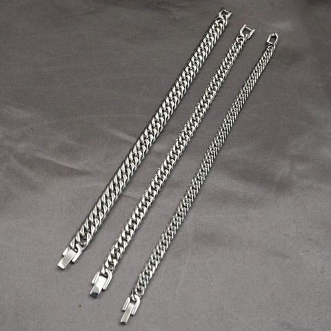 Bracciale a Catena Cuban Link in Acciaio al Titanio Unisex Lucido Bracciale Curb Minimalista Gioielli Hip Hop per Uomo Donna