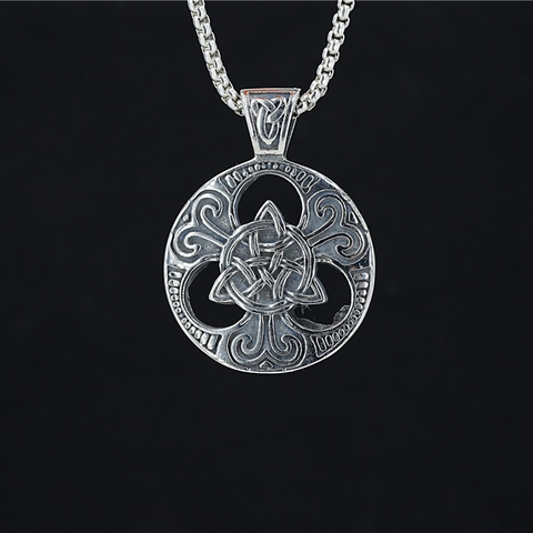 Vintage Roestvrijstalen Keltische Knoop Hanger Ketting Voor Heren Retro Rond Hol Triquetra Bedel Mode Sieraden