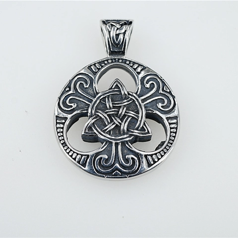 Vintage Roestvrijstalen Keltische Knoop Hanger Ketting Voor Heren Retro Rond Hol Triquetra Bedel Mode Sieraden