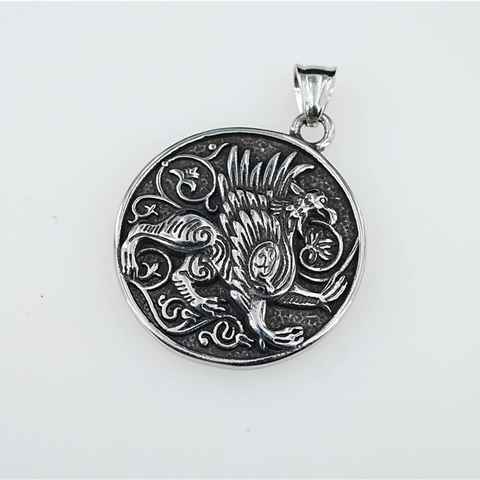 Vintage Griffin Relief Pendant Necklace Titanium Steel Retro Oxidized Finish Hip Hop Streetwear Gothic Jewelry For Unisex