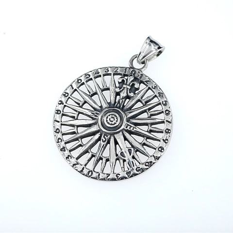 Vintage Compass Pendant Necklace Stainless Steel Nautical Fleur-De-Lis Retro Personality Medallion Neckwear For Men Women Gift