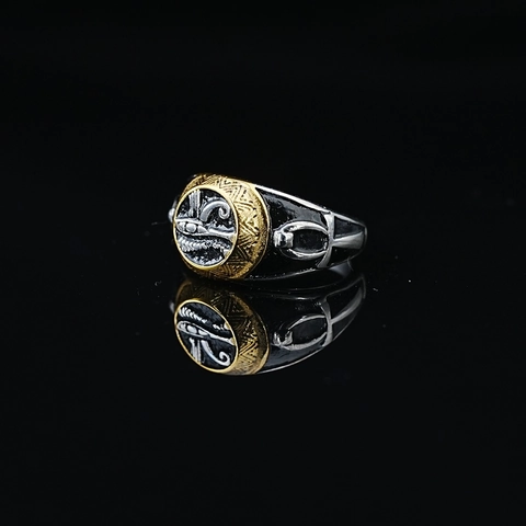 Retro Auge des Horus Skorpion Totem Titanstahl Ring Für Herren Vintage Religiös Hip Hop Punk Biker Siegelring Schmuck