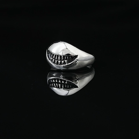 Anillo de Acero Inoxidable Vintage con Dientes de Sonrisa Burlona Gótico Punk Boca de Tiburón Hip Hop Band para Hombres Mujeres Joyería Regalo