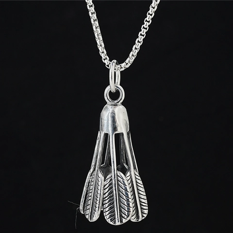 Vintage Titanstahl Badminton Federball Anhänger Halskette Für Herren Damen Sportlich Gothic Schmuck Geschenk Für Sportler