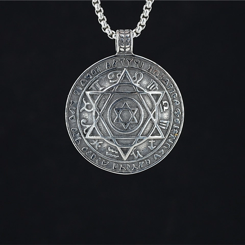 Collana Con Ciondolo Medaglione Rotondo Esagramma Vichingo Nordico in Acciaio Inossidabile Simboli Zodiacali Gioielli Mistici Vintage Per Uomo Donna