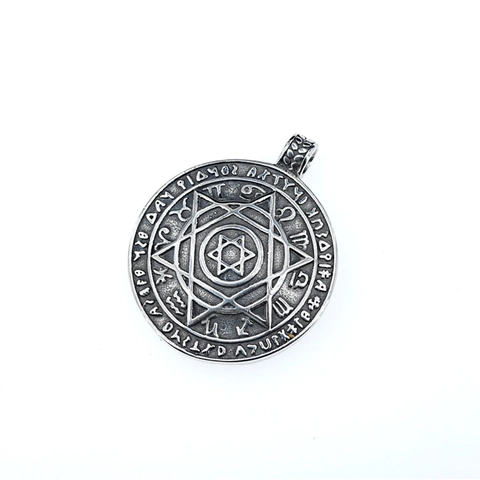 Collana Con Ciondolo Medaglione Rotondo Esagramma Vichingo Nordico in Acciaio Inossidabile Simboli Zodiacali Gioielli Mistici Vintage Per Uomo Donna
