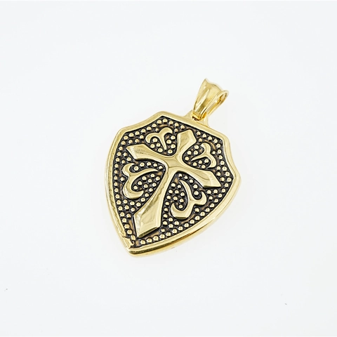 Vintage Schild Kruis Hanger Halsketting Voor Heren Verguld Roestvrij Staal Religieuze Gotische Sieraden Religieus Cadeau Box Ketting Accessoire
