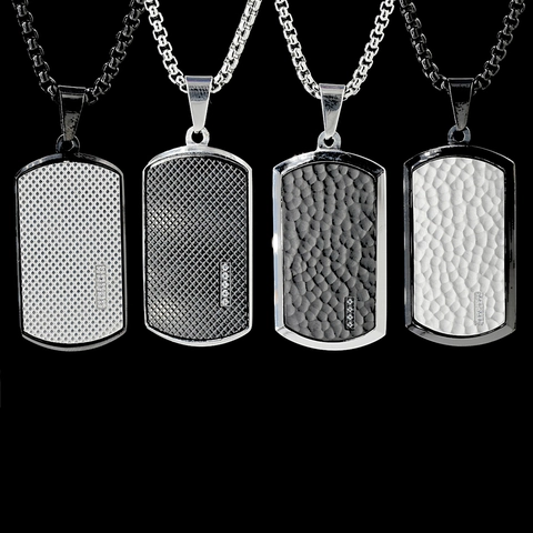 Collier Pendentif Plaque Militaire Homme en Acier Inoxydable Rétro Avec Incrustation de Zircone Bijoux Industriels Cadeau