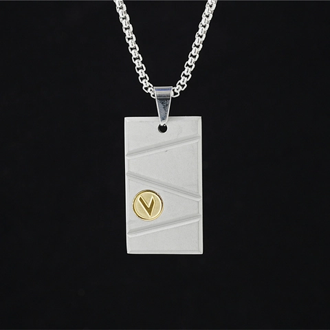 Modern Titanium Steel Rectangle Pendant Necklace Matte Black Silver Gold Tone V Logo Geometric Jewelry For Men Women Gift