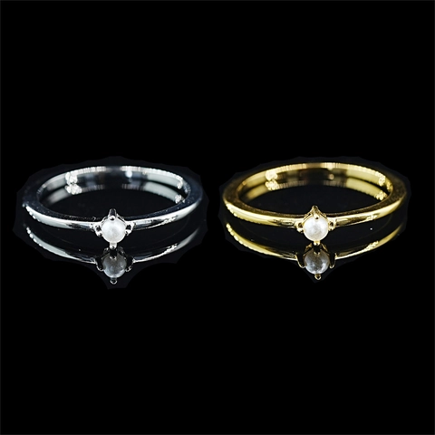 Elegante Anello in Acciaio al Titanio con Perla Artificiale per Donna Minimalista Geometrico Placcato Oro Argento Fascia Sottile Gioielli