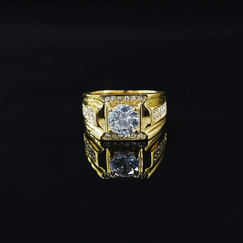Vintage Anello in Acciaio Inossidabile con Strass a Cerchio per Uomo Donna Lusso Fascia Larga Gioielli di Fidanzamento Regalo