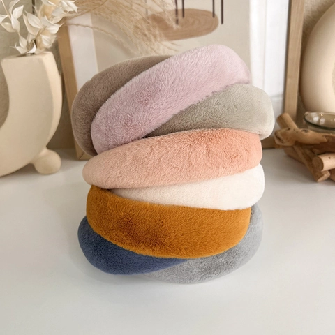 Cerchietto per Capelli in Spugna Ispessita in Peluche Autunno Inverno Donna Fascia per Capelli in Pelliccia Sintetica Accessorio Elegante