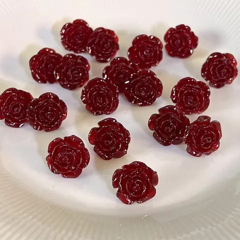 Orecchini a Bottone in Resina Rosa Retrò Francese per Donna Camelia Perlata Stile Fata Orecchini a Bottone a Fiore Rosso Gioielli