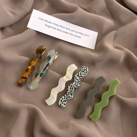 Vintage French Style Handmade Acetate Wave Hair Clips Minimalist Duckbill Side Clip Elegant Hair Styling Accessory For Women