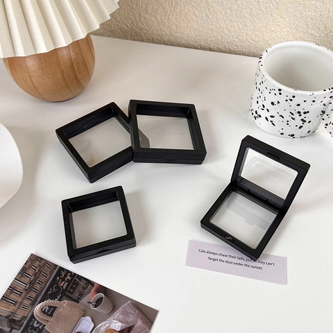 Portatile Quadrato Pellicola PE Scatola di Immagazzinaggio per Gioielli Sospeso Antiossidazione Display per Orecchini Anello Collana
