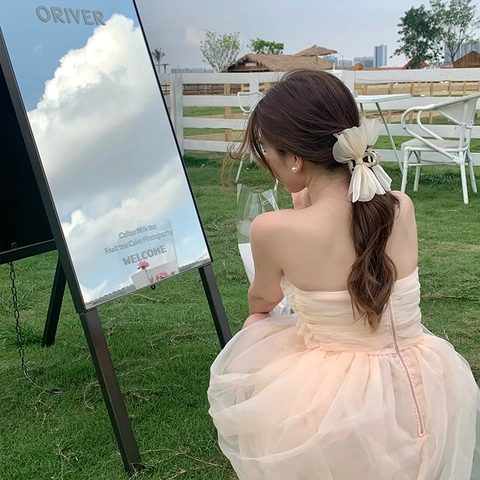 Elegante Pinza per Capelli con Fiocco in Organza per Donna Grande Fermaglio a Fiocco in Rete Stile Coreano Accessori per Capelli