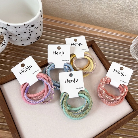 Braided Elastic Hair Ties Candy Color Fabric Hair Ropes For Women Girls Daily Sweet Hair Accessories