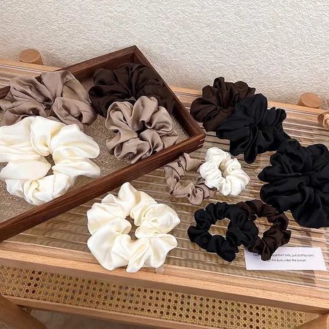 Coleteros de Terciopelo Tejido Vintage Francés para Mujer Elegantes Lazos Elásticos para el Cabello de Color Sólido Accesorios