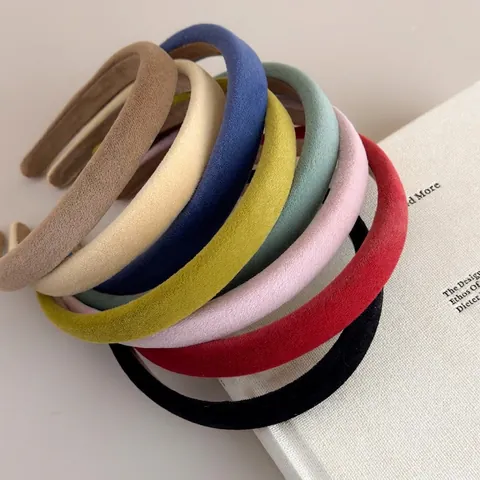 Diadema De Esponja Acolchada De Felpa Vintage Para Mujer Estilo Coreano Simple Color Sólido Accesorio Para El Cabello