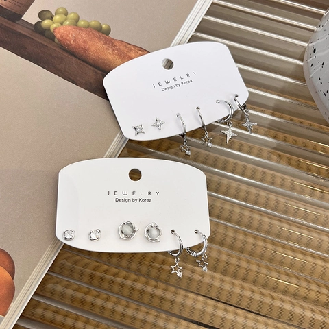6-Teiliges Kupfer Stern Planet Ohrstecker Set Für Damen Koreanischer Stil Strass Künstliche Perle Geometrische Ohrringe Schmuck Geschenk