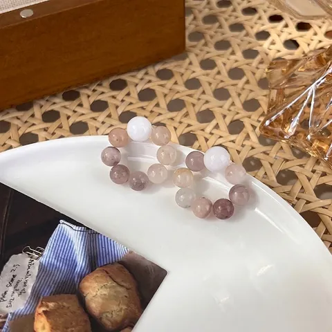 Vintage Naturstein Perlen Creolen Ohrstecker Minimalistisch Geometrisch Mehrfarbig Mode Schmuck Für Damen Alltag