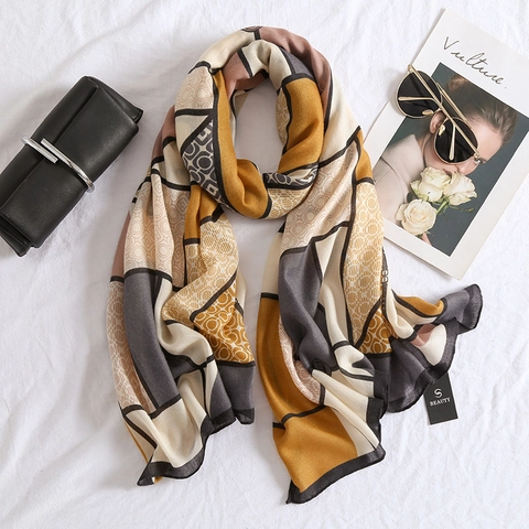 Dames Geometrisch Blokpatroon Polyester Sjaal Winter Warm Oversized Zachte Sjaal Wrap Elegante Pashmina Voor Dagelijks Gebruik