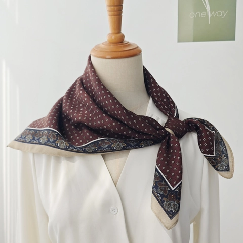 Carré en Polyester Style Old Money Vintage pour Femmes Imprimé Cachemire Pied-de-Poule Sensation Soie Accessoires de Mode