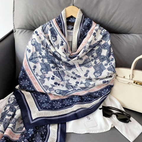 Damen Bohemian Geometrisch Bedruckter Schal Ethnisch Großes Sonnenschutz Umschlagtuch Leichter Polyester Schal Strandtuch Reise Hijab