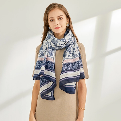 Damen Bohemian Geometrisch Bedruckter Schal Ethnisch Großes Sonnenschutz Umschlagtuch Leichter Polyester Schal Strandtuch Reise Hijab