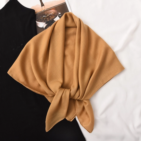 Women Elegant Solid Color Satin Square Scarf Minimalist Soft Bandana Silk Feel Head Scarf Shawl Hair Accessory For Office Travel