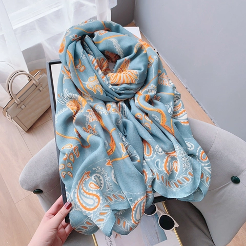 Damen Retro Paisley Blumen Druck Schal Elegant Polyester Schultertuch Leicht Bohemian Schal Für Herbst Winter Accessoire