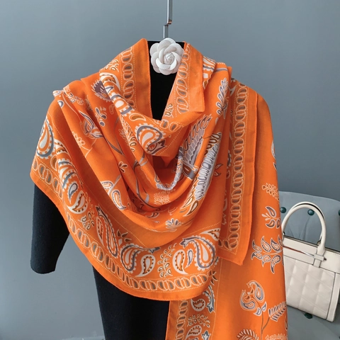 Damen Retro Paisley Blumen Druck Schal Elegant Polyester Schultertuch Leicht Bohemian Schal Für Herbst Winter Accessoire
