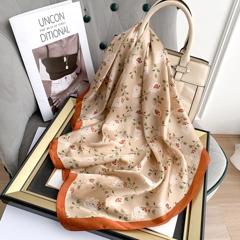 Dames Vintage Bloemen Paisley Print Vierkante Sjaal Elegant Satijn Polyester Halssjaal Hoofddoek Decoratieve Mode Sjaal