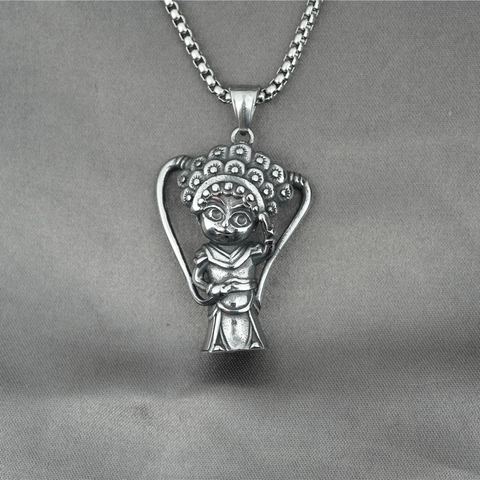 Vintage Peking Oper Figur Anhänger Halskette Titanstahl Ethnischen Stil Retro Antik Silber Schmuck Für Damen Herren