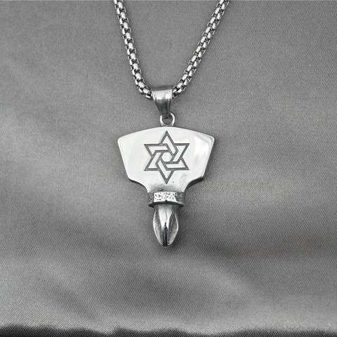 Collana Con Pendentif Stella Di David In Acciaio Al Titanio Vintage Design Industriale A Croce Testa Di Cacciavite Gioielli Unisex Retro