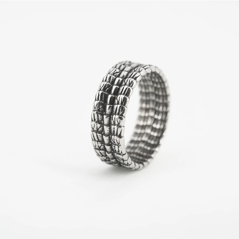 Vintage Dragon Scale Titanium Steel Ring For Men Women Punk Hip Hop Antiqued Silver Band Ring Retro Geometric Jewelry