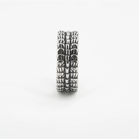 Vintage Dragon Scale Titanium Steel Ring For Men Women Punk Hip Hop Antiqued Silver Band Ring Retro Geometric Jewelry