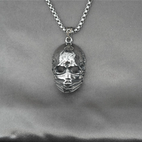 Punk Gothic Masked Skull Pendant Necklace Vintage Titanium Steel Mask Skull Jewelry For Men Women Antique Silver Hip Hop Streetwear Accessory